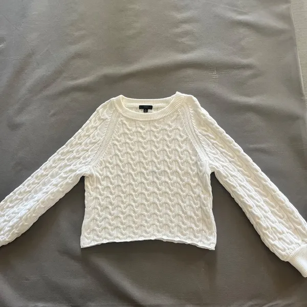 J.Crew White Relaxed-fit Cable-knit Crewneck Sweater Size Small - Image 9