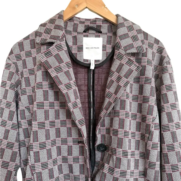 Anthropologie Avec Les Filles Plaid Oversized Long Two Button‎ Blazer Jacket S - Image 4