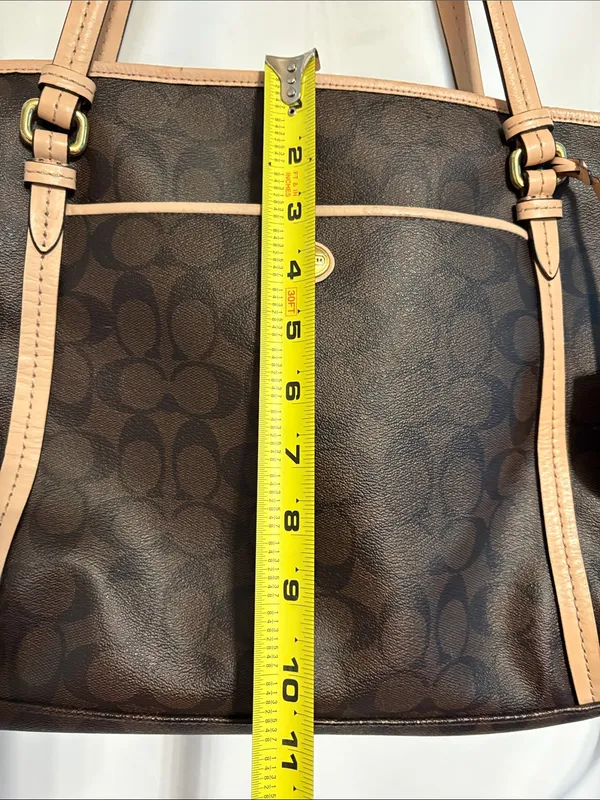 Coach Peyton Signature Crossbody Shoulder Bag Brown with Light Tan Trim F26186 - Image 10