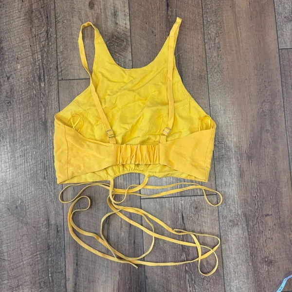 Astr The Label Marigold Divine Tie Waist Crop Top ONLY Linen Blend Size Small - Image 6