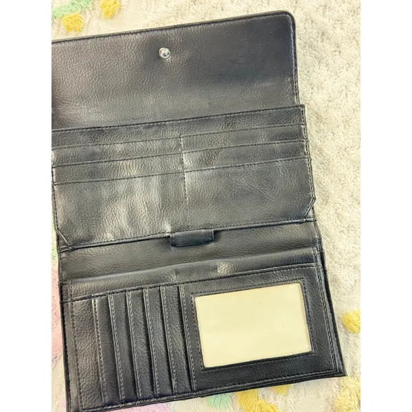 Esprit Black Pebbled Trifold Wallet with ID Window and Logo Plaque‎ - Image 7