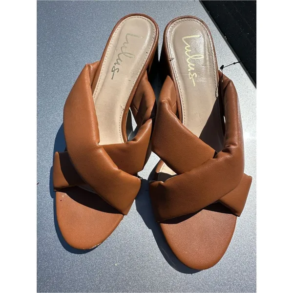 Women’s Lulus Braided heeled slides sandals mules open toe 8.5 - Image 13