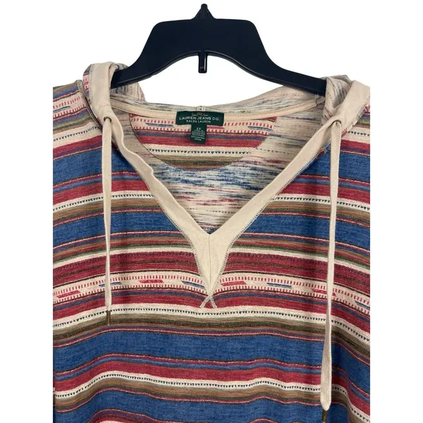 Ralph Lauren Jeans Co 2X Striped Hoodie Aztec Western Long Sleeve Pullover Top - Image 2