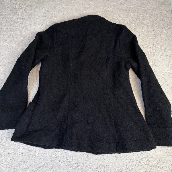 Women's FLAX Size Small Black‎ Button Cardigan Jacket Blazer - Image 6