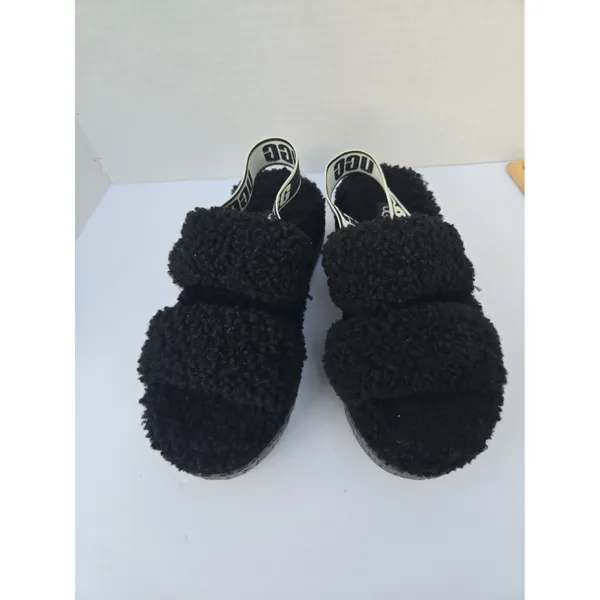 UGG Oh Fluffita Women’s Platform Slingback Slippers Size 6 Black - Image 3
