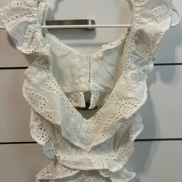 ASTR The Label Elora Ivory Eyelet Cutout Skater Dress - Image 7