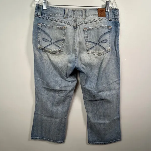 BKE Denim Light Wash Distressed Cropped Straight Leg Jeans Size 10 - Image 2