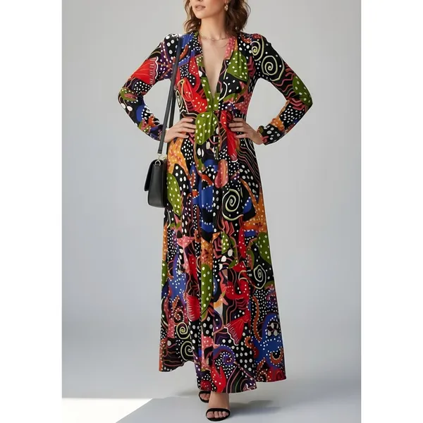 FARM RIO Under The Sea Maxi Dress, Multicolor, XS - Image 3