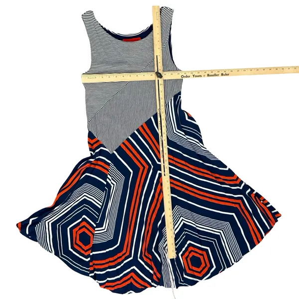 Maeve Anthropologie Cameron Blue Red White Striped Geometric Asymmetric Size S - Image 6