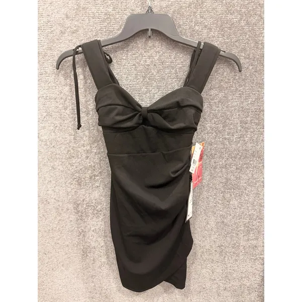 Emerald Sundae Womens Dress XXS Black Bodycon Bow Detail Tie Strap JST3405 - Image 3