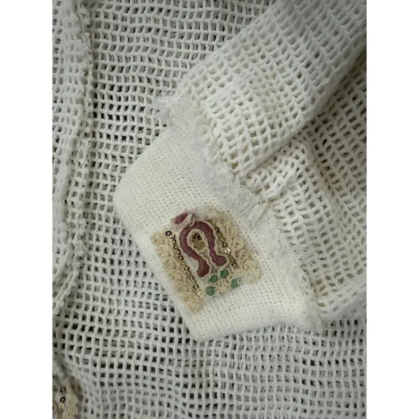 New! POL Oversized Open Knit Mesh Sweater Ivory Boho‎ Beachy Pullover Sz Small - Image 7