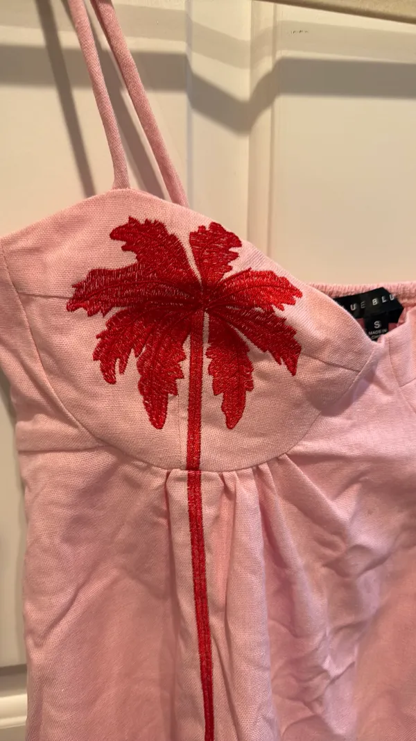 Blue Blush Pink Palm Tree Dress - Image 3