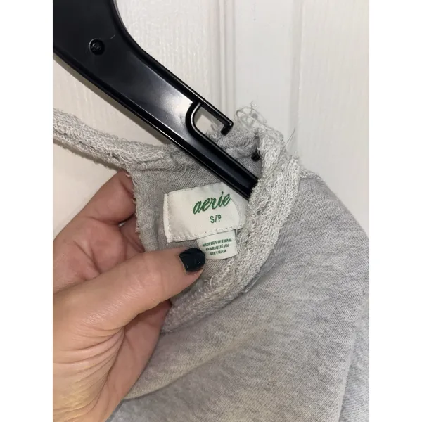 Aerie Gray Twist Open Back Oversized Top Boho Distressed S Lounge - Image 5