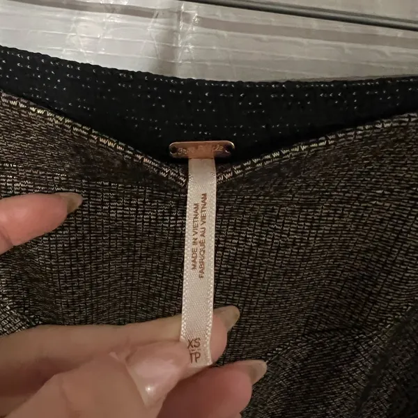 Free People Black & Gold Slit Midi Skirt Size XS - Image 4