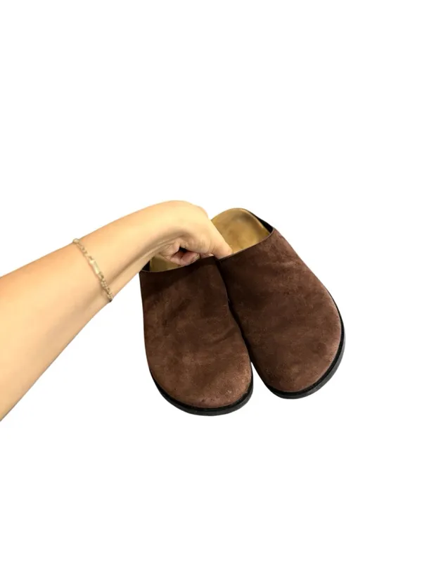 EVERLANE Suede Leather Brown Slip On Mules Clogs - Image 6