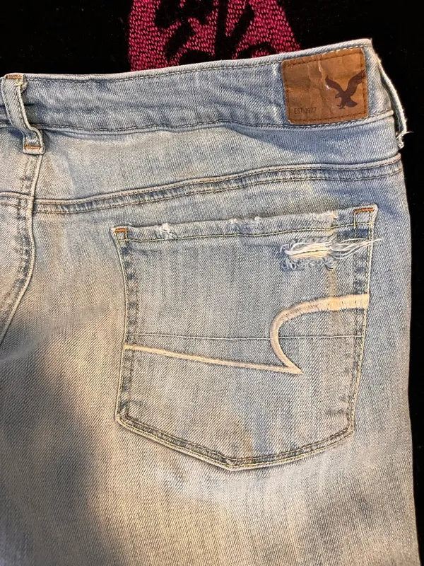 American Eagle Lightwash Distressed Straight leg Jeans - Image 5
