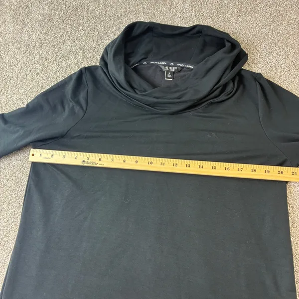 Lauren Ralph Lauren Black Cowl Neck Long Sleeve Pullover‎ Top Womens Medium - Image 4
