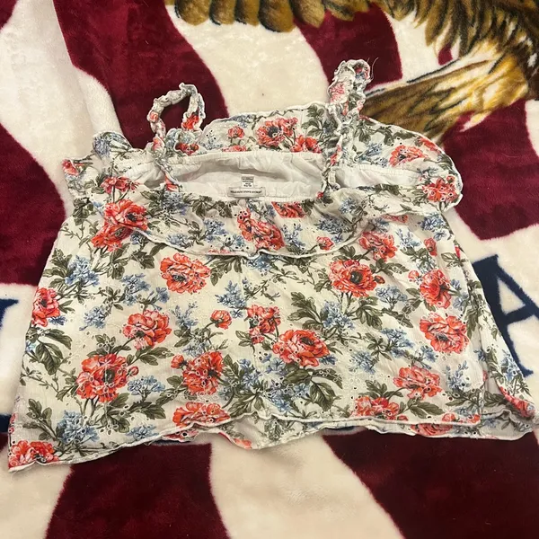 American Eagle Floral Sleeveless Top with Ruffle Detail - Image 2