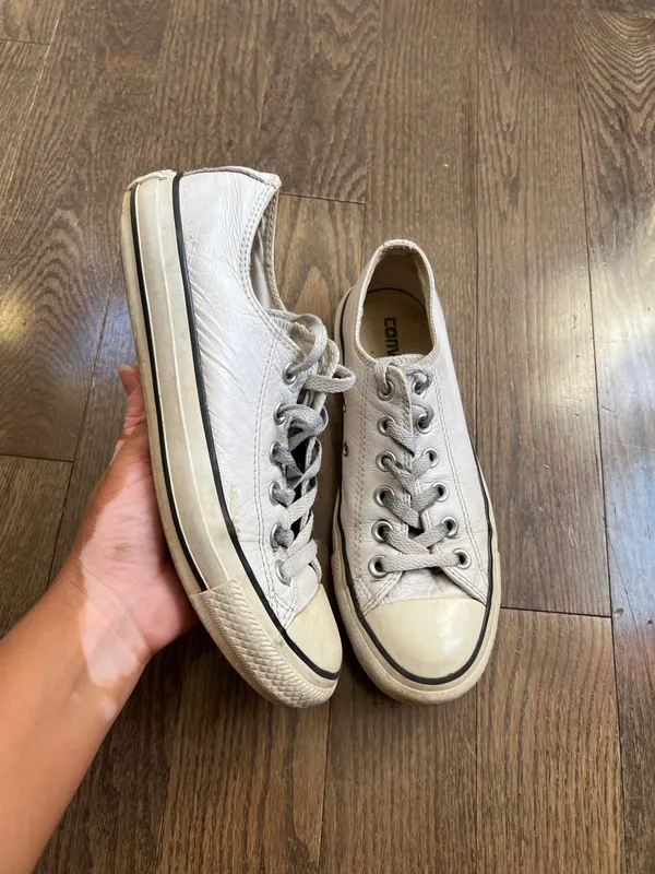 Converse Casual Low-Top Sneakers in Off-White leather size M5/W7 - Image 2