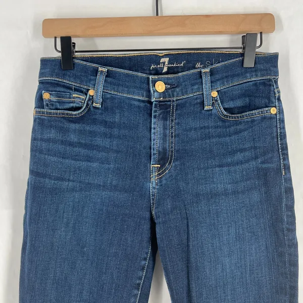 7‎ For All Mankind Jeans Womens 29 Blue Whiskering Denim Cotton Stretch Mid Rise - Image 2