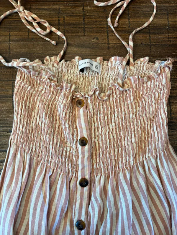 Faithfull The Brand Brighton Linen Dress Women S Pink White Stripe - Image 8