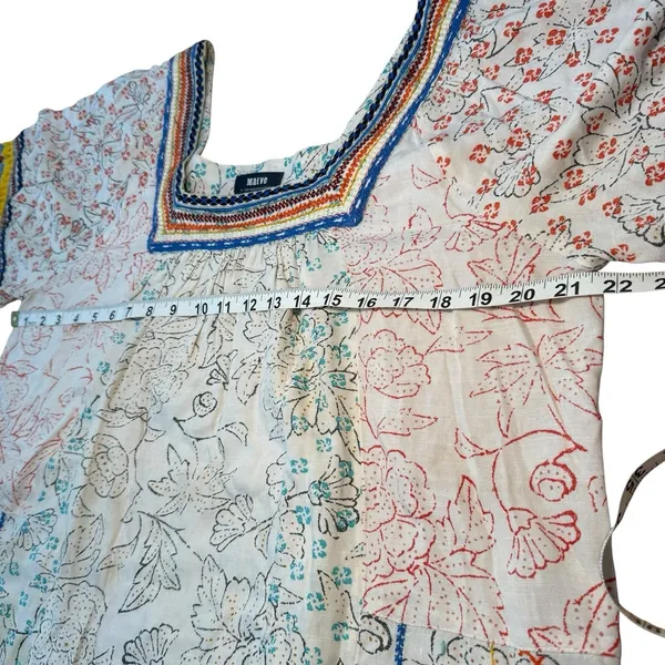 Maeve Embroidered‎ Tassel Square Neck Boho Blouse Bohemian Festival Artistic Medium - Image 9