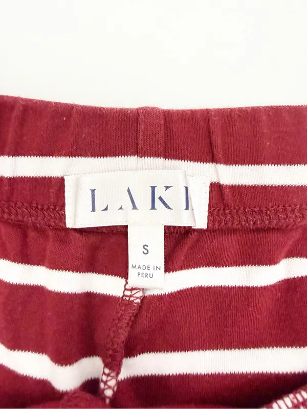 Lake Pajamas Pima Cotton Wide Leg Pajama Lounge Pants Stripe Bordeaux Maroon - Image 8