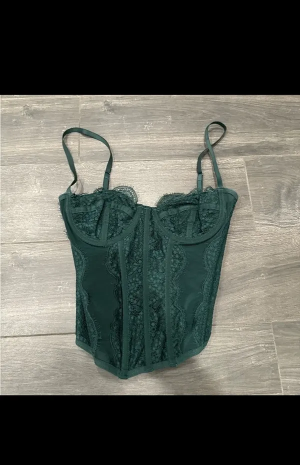 Urban Outfitters Dark Green Corset Top - Image 2