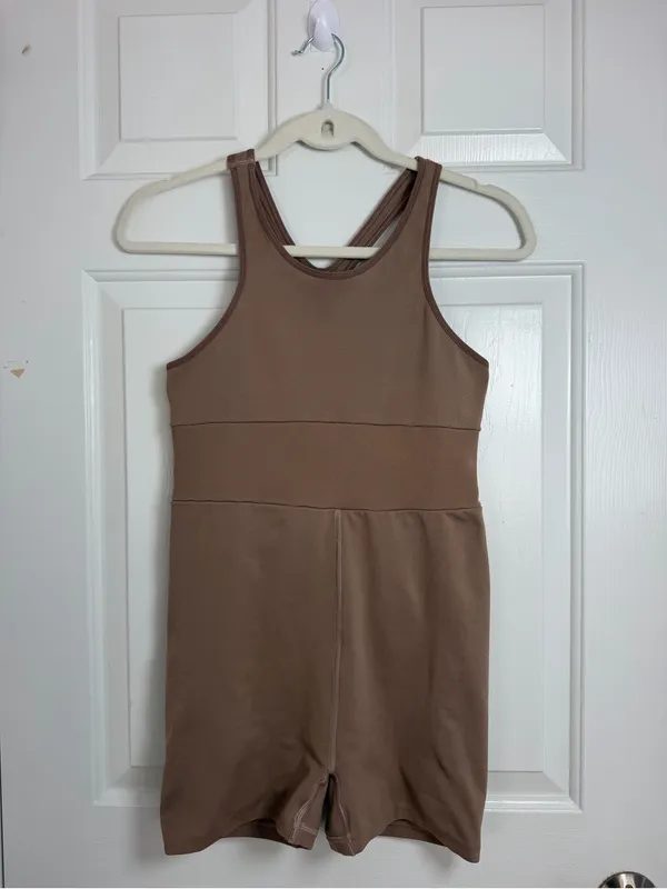 Free People Movement Size M/L Every Single Time Runsie Moonrock Tan Bodysuit - Image 5