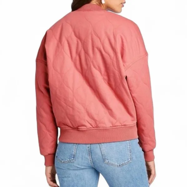 Universal Threads Quilted Coat Pink Coral Snap Zip Oversized XXL - Image 3