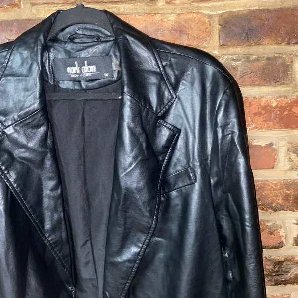 New NWOT Mark Alan Black Faux Leather Open Front Jacket Coat Women's Size 1X - Image 2