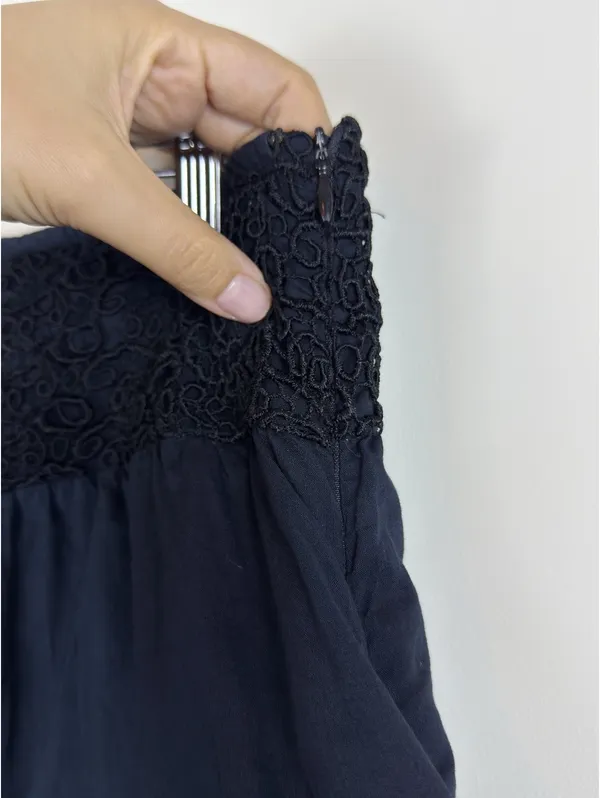 Connection 18 Vintage Y2K Black Tiered Ruffle Maxi Skirt Lace Waist XL Boho - Image 6