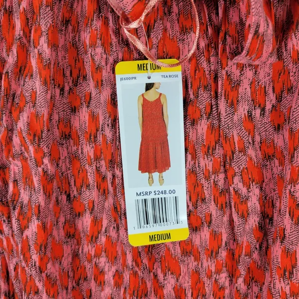 Joie Anthro Bondi Tiered Maxi Sundress Size M Red Ikat Spaghetti Strap Lined NWT - Image 11