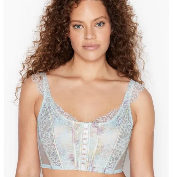 Victoria's Secret Dream Angels Blue Pastel Lace Corset Bra S Fairy Lingerie - Image 2