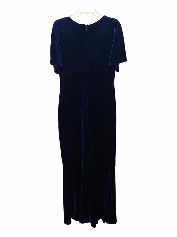 Lulus Elegant Evenings Navy Velvet Flutter Sleeve Trumpet Maxi Dress Navy 1X NWT - Image 6