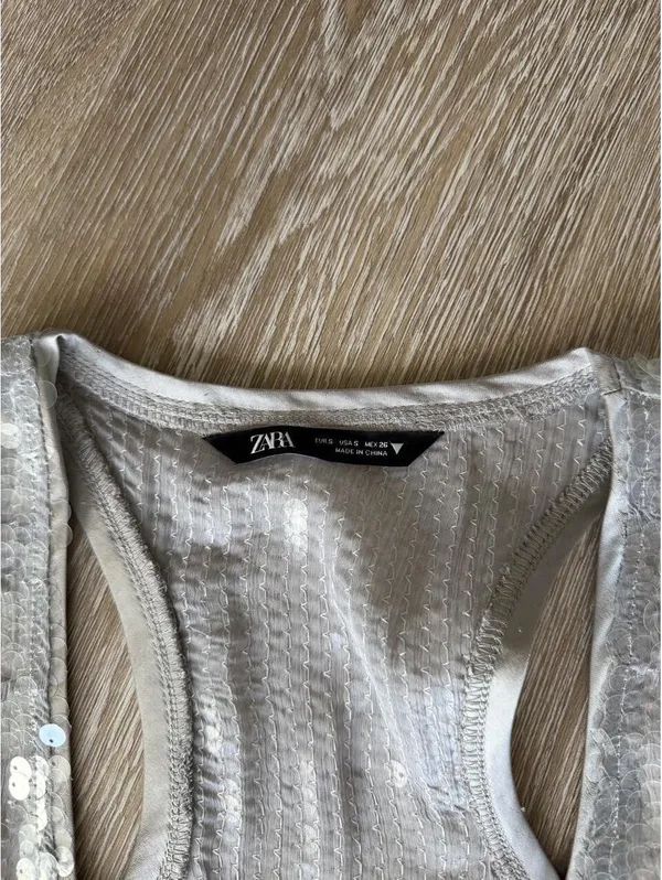 Zara Silver sequin maxi dress - Image 4