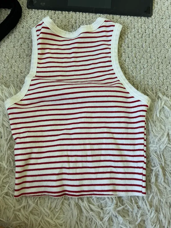 Boutique Red and White Stripe Crop Tank - Image 2