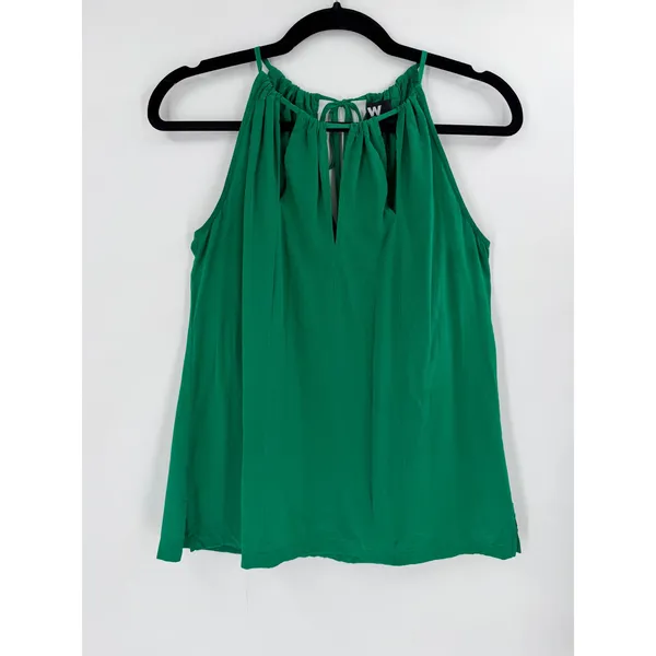 W by Worth‎ Halter Top Womens 0 Green Silk Blend Keyhole Neck Quiet Luxury - Image 8