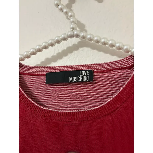 Moschino Sweater Women's Size XL Red Crewneck Pullover Jumper Luxe Designer Top - Image 3