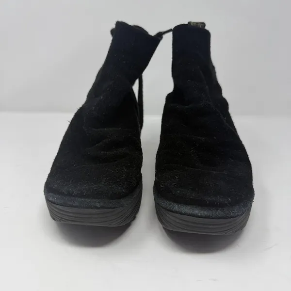 Fly London Suede Wedge Ankle Boots Black Lace Up Back Women Size 38 - Image 3