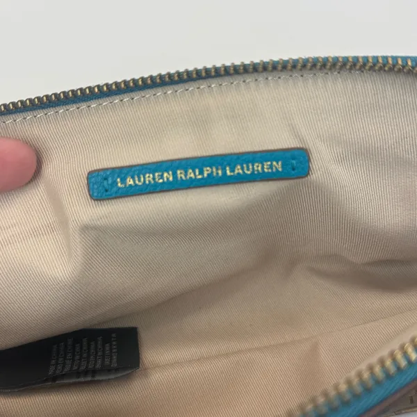 Lauren Ralph Lauren Teal Cork Cosmetic Bag Makeup Pouch Zippered‎ Organizer - Image 3