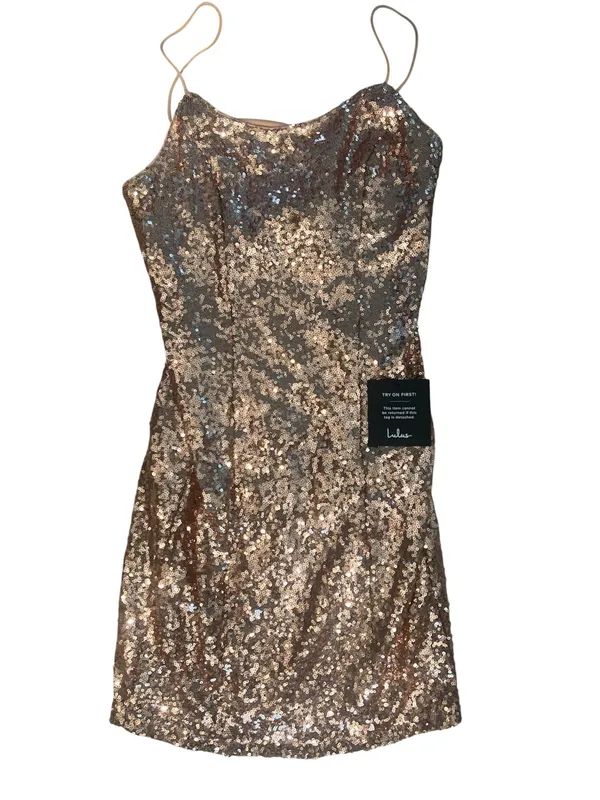 Lulu's Bring It Rose Gold Sequin Mini Slip Bodycon Dress - Image 3