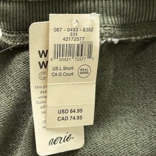 Aerie Women's Soft Landing Trouser Olive Green Size L Wide Leg Drawstring - Image 5