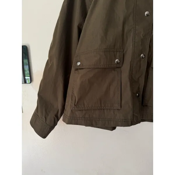 NWD Madewell The Billie Short Jacket Trench Green Barn Coat Women’s XL - Image 8