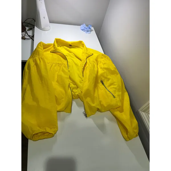 Free‎ People Movement Yellow Babydoll Windbreaker Zip Up Jacket XS Neon - Image 7