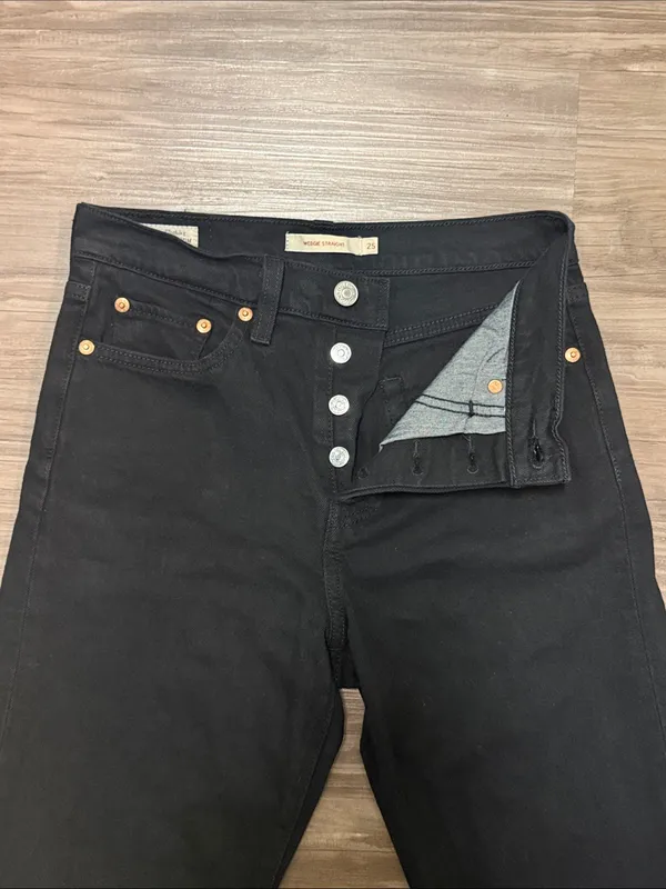 Levi’s Premium Wedgie Straight Ankle Jeans 25 Fits 26x27 Black Sprout $108 - Image 3