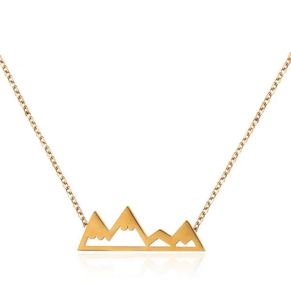 NEW Yellow Gold Plated Snowy Mountain Bar Pendant Necklace, 16-18”‎ - Image 11