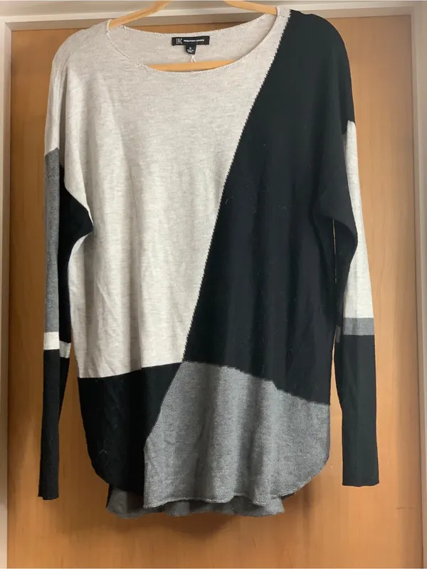 INC International Concepts Gray Colorblock Sweater Size-XL Colorblock Chic - Image 3