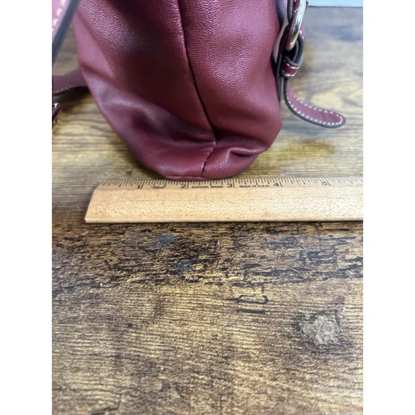Franco Sarto Burgundy Shoulder Bag Faux Leather Zip Purse Adjustable Strap - Image 11