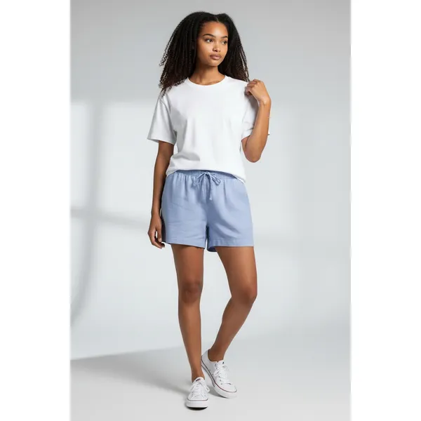 Gap Womens Pull On Shorts Size L Blue Linen Blend 4" Inseam Beach Summer Coastal - Image 6